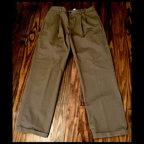 Chaps Pants Like New Chaps Mens W36xl32 Brown Pleated Khakis Wcuffs Poshmark